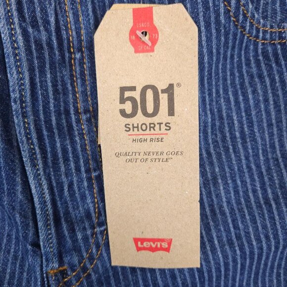 NWT Levi's 501 Striped Denim Button Fly Shorts Size 32 Waist - Picture 4 of 14